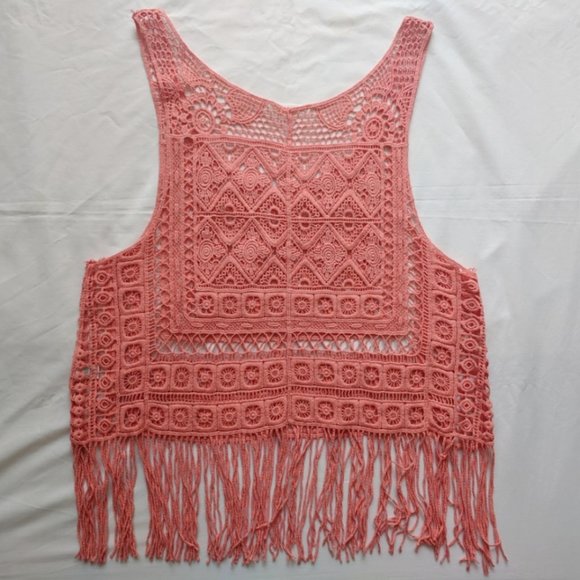 Active Festival Crochet Patterned Fringe Top L - Picture 2 of 7